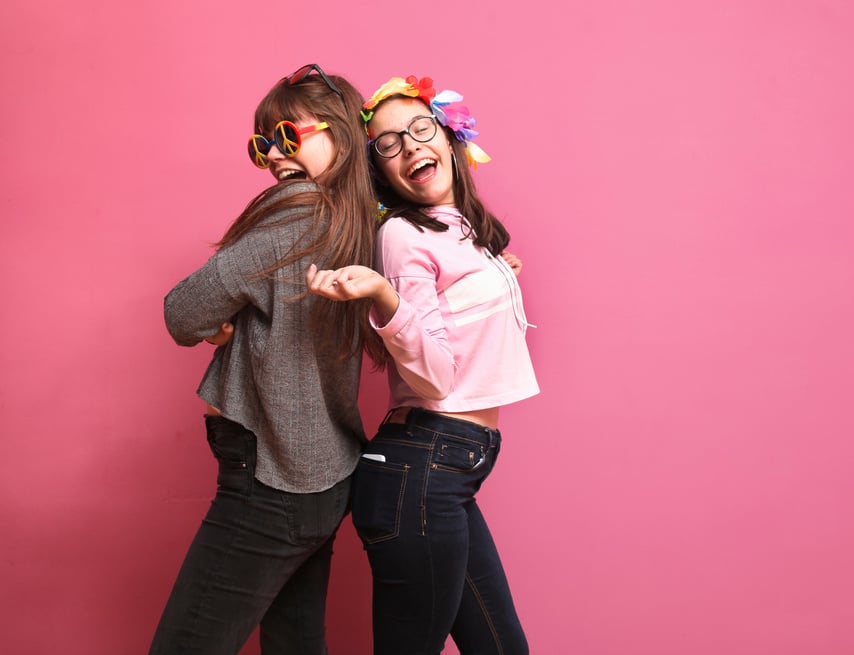 Funny girls in a Photo Booth party